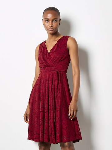 Apricot Floral Lace Fit And Flare Mini Dress ' ' in Rot: Vorderseite