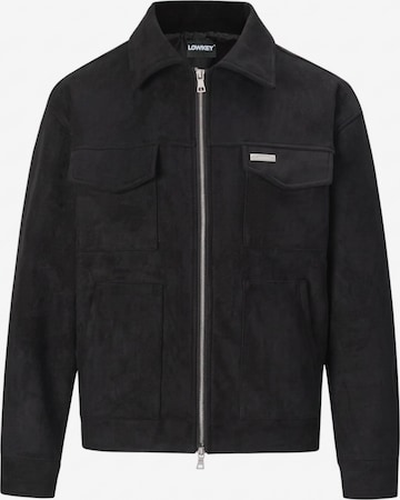 Lowkey Between-season jacket 'Kunstlederjacke Wildleder Optik Schwarz' in Black: front