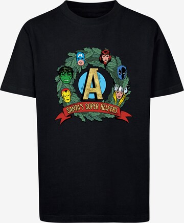 ABSOLUTE CULT Shirt 'Marvel - Santa's Super Helpers' in Zwart: voorkant