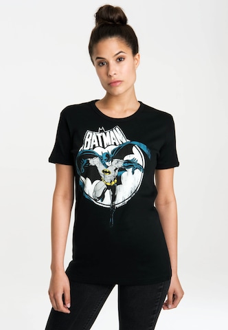 LOGOSHIRT T-Shirt 'Batman - Fullmoon' in Schwarz: predná strana