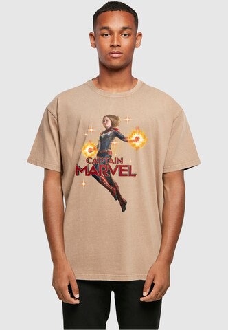 ABSOLUTE CULT Shirt 'Captain Marvel - Carol Danvers' in Beige: voorkant
