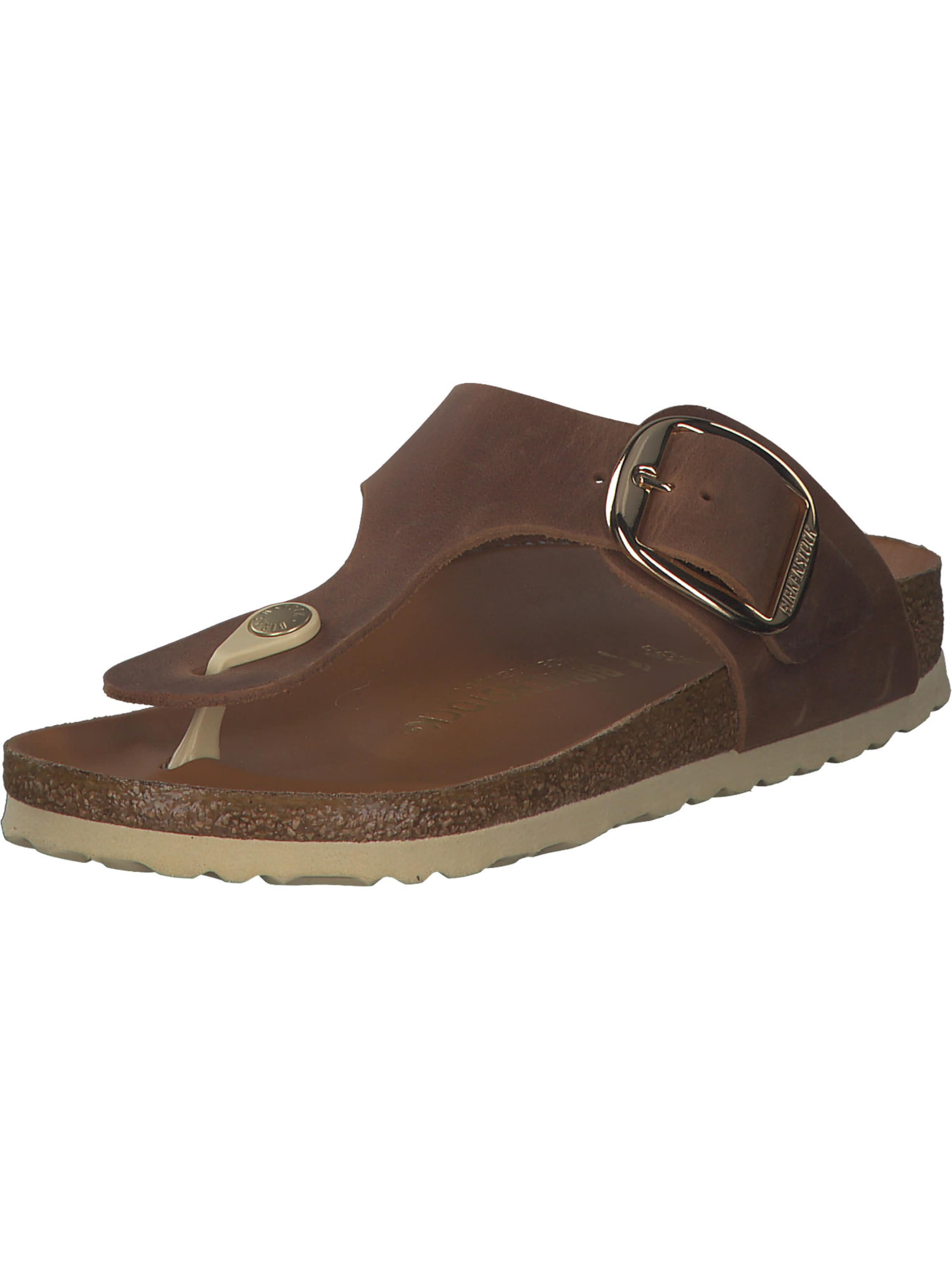 BIRKENSTOCK - Chinelos de dedo 'Gizeh Big Buckle' em castanho: frente