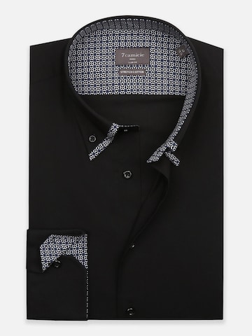 7Camicie Slim fit Zakelijk overhemd in Zwart