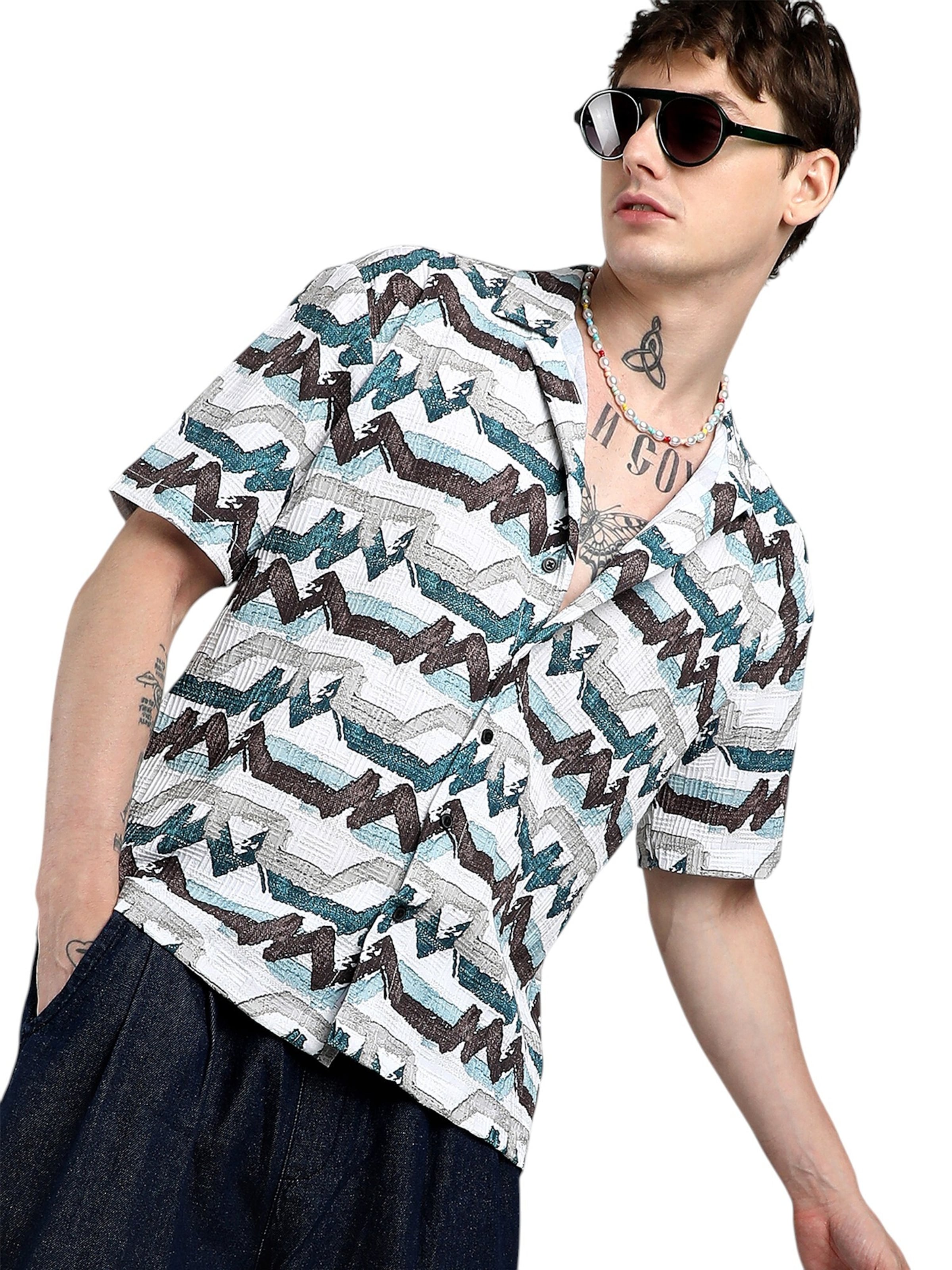 Campus Sutra Comfort fit Button Up Shirt 'Tamera' in Mixed colours