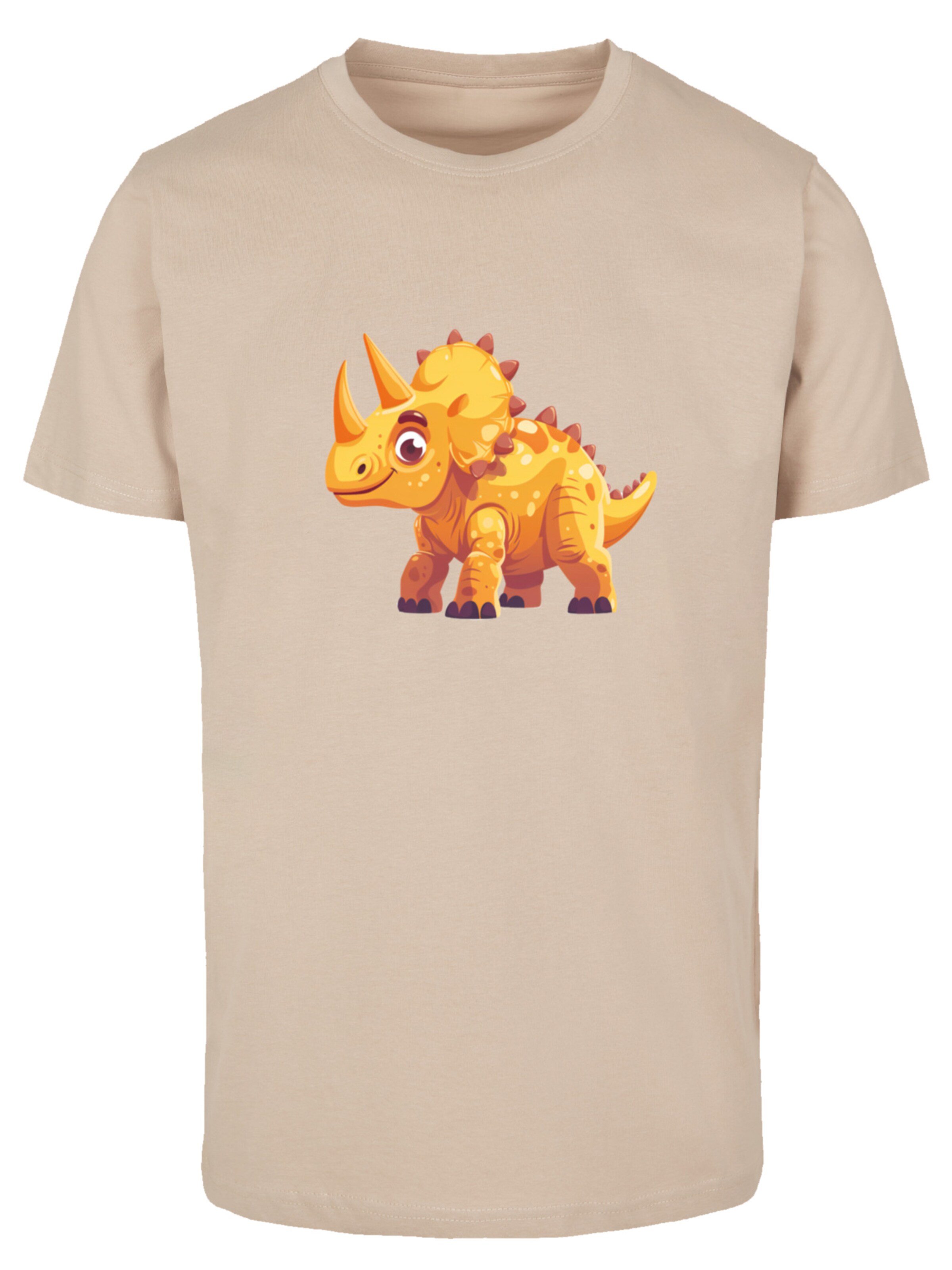 T-Shirt 'Süßer Triceratops Dinosaurier' F4NT4STIC en beige : devant