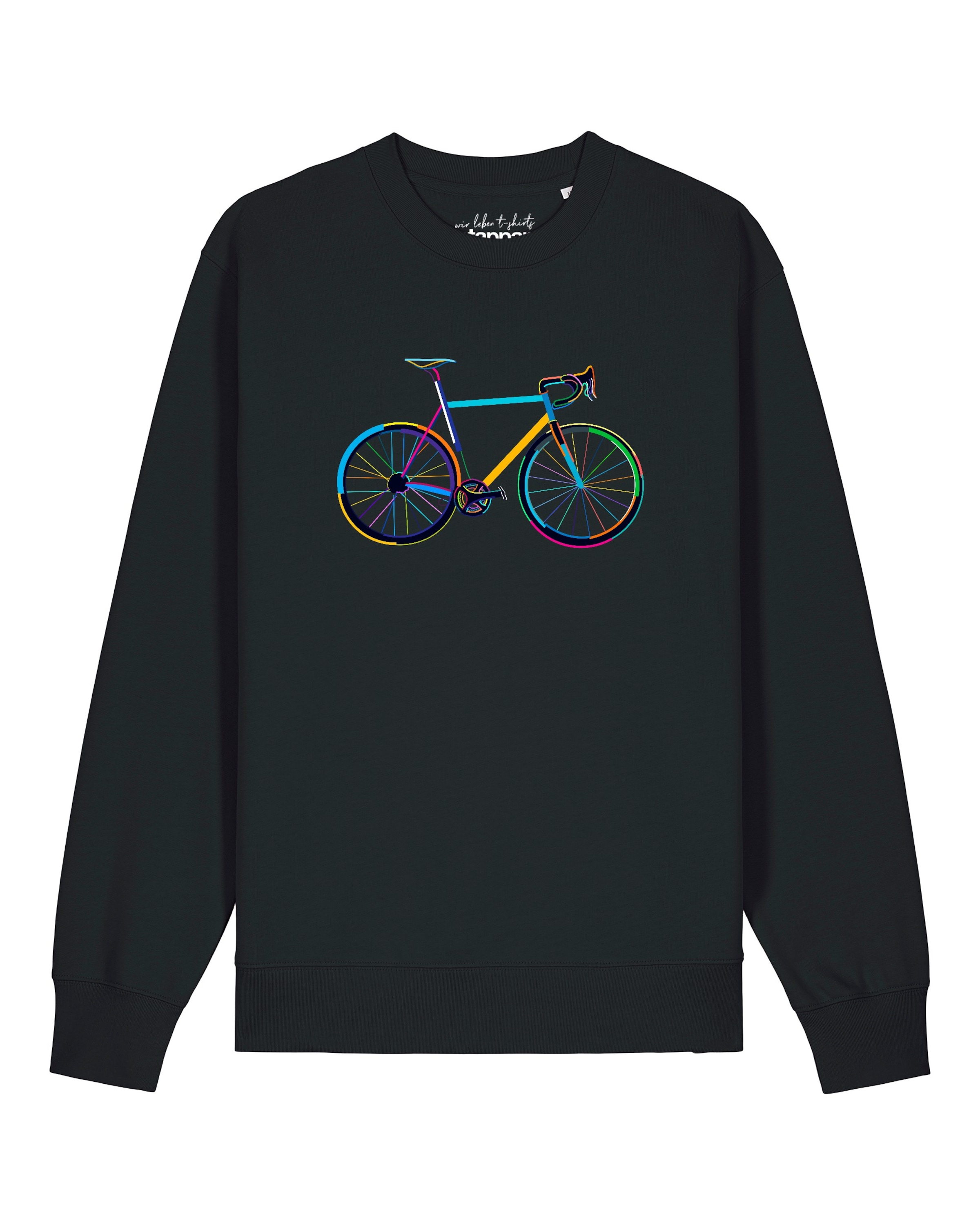 Watapparel Sweatshirt 'Fahrrad By Night' in Zwart: voorkant