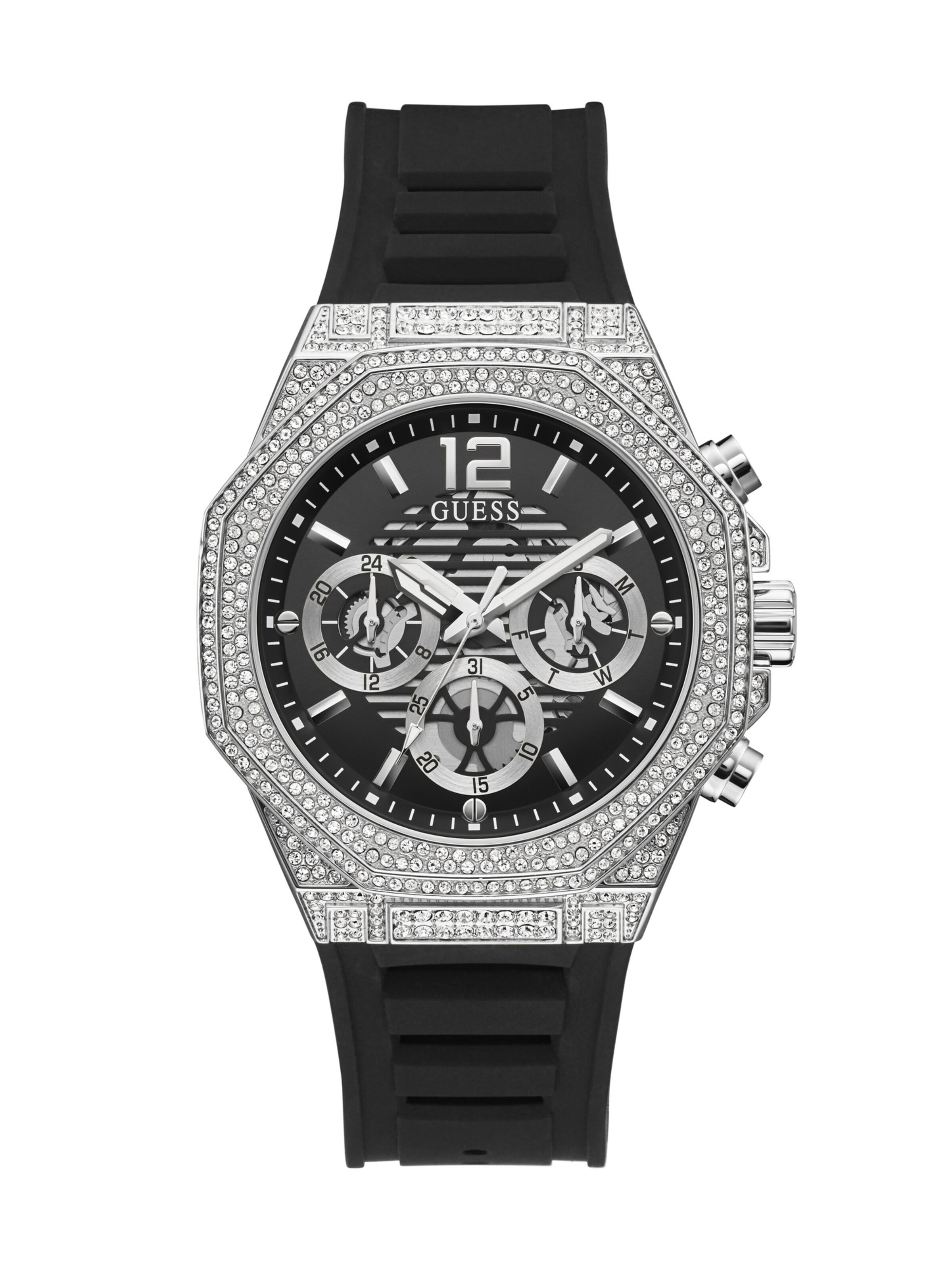 GUESS Analoguhr 'MOMENTUM' in Schwarz: Vorderseite