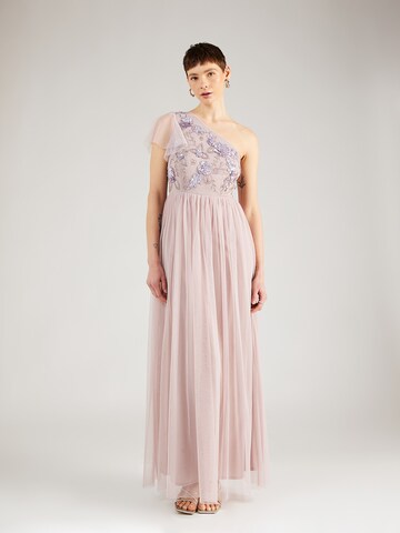 LACE & BEADS Evening Dress in Purple: front
