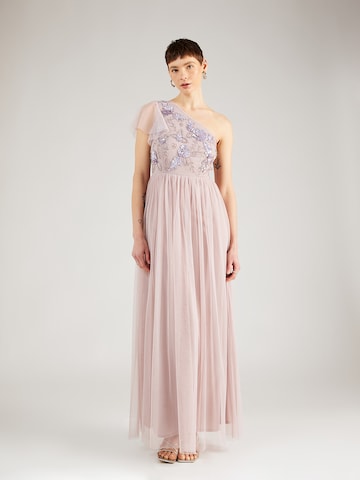 LACE & BEADS Evening Dress in Purple: front