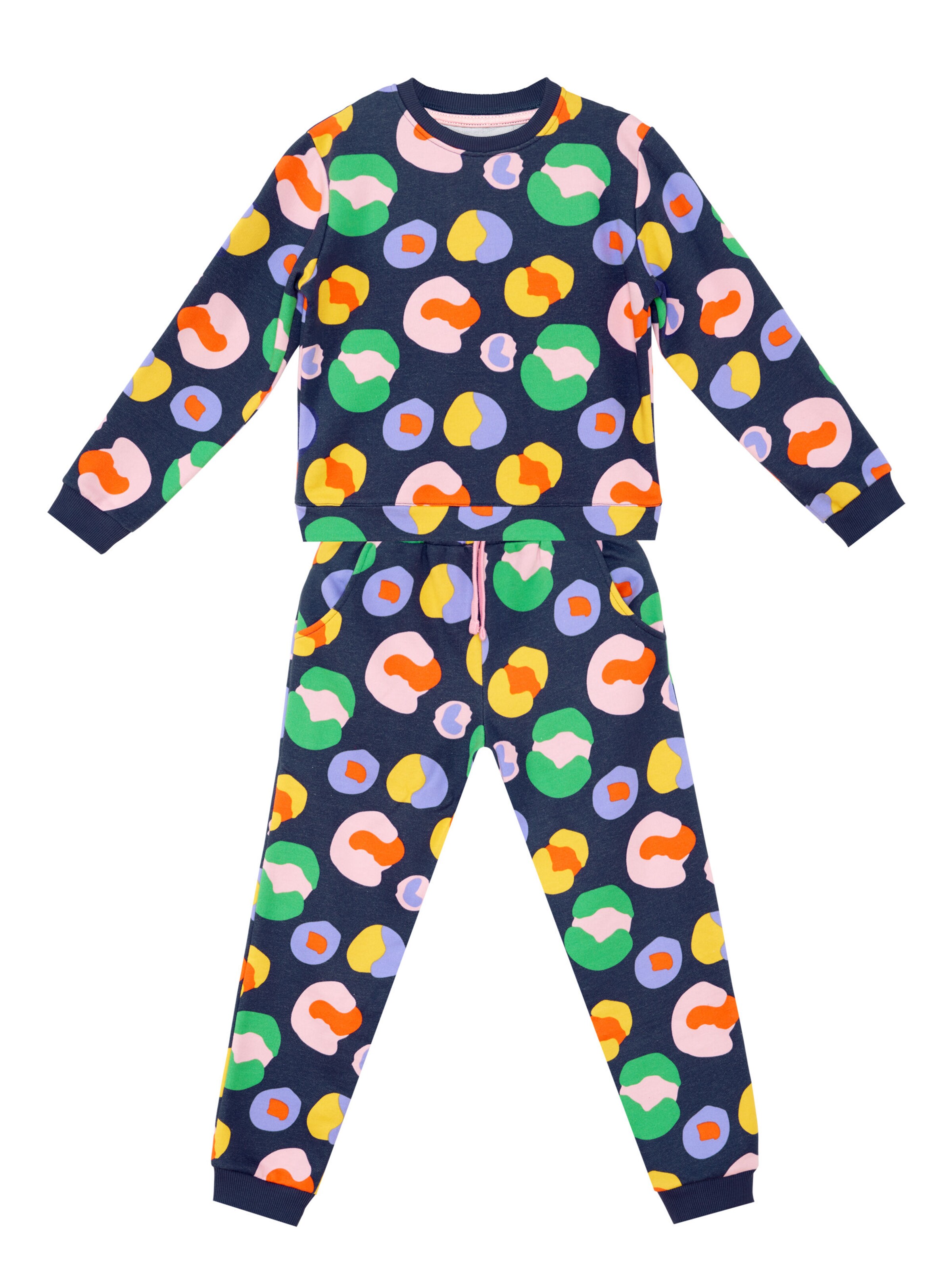 Denokids Trainingsanzug 'Flower' in Blau: Vorderseite