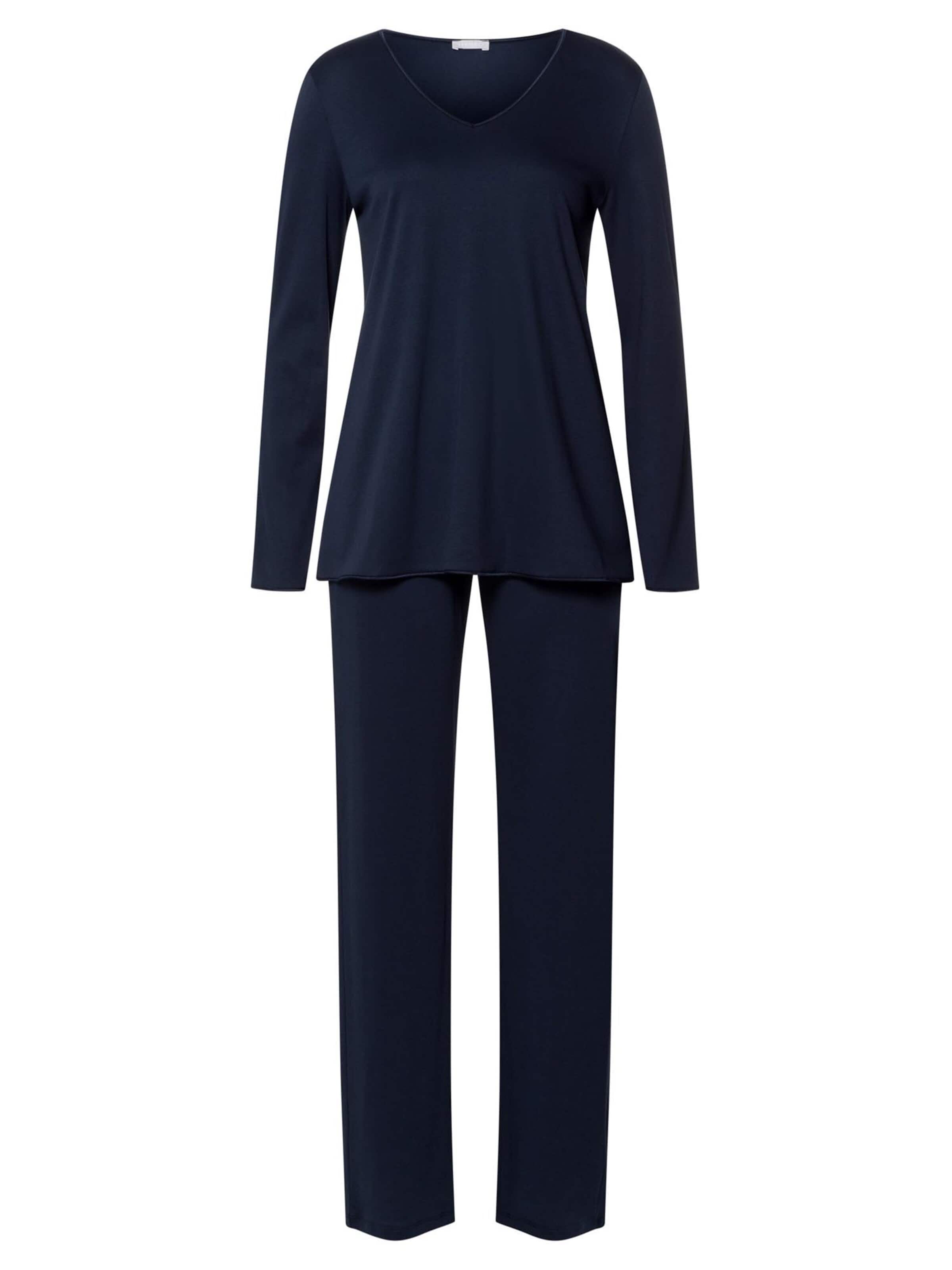 Hanro Pyjama 'Cotton Silk' in Blauw: voorkant