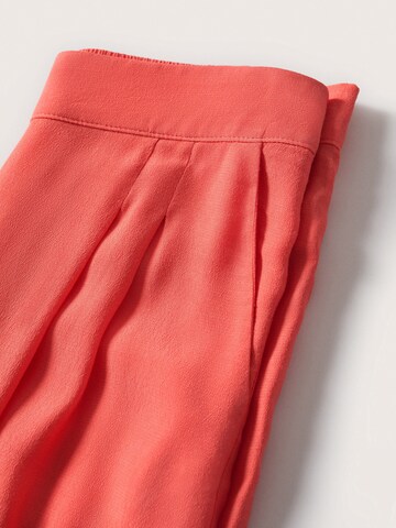 MANGO Wide leg Bandplooibroek 'LIFE' in Oranje