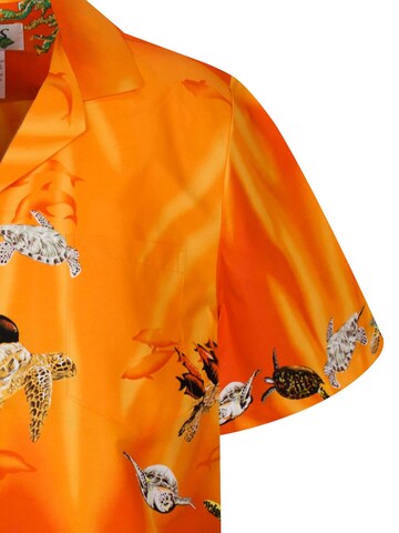 KY's Regular fit Button Up Shirt 'Turtle NEW' in Orange