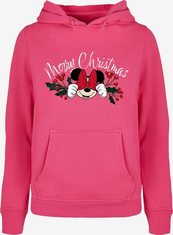 ABSOLUTE CULT Sweatshirt 'Minnie Mouse - Christmas Holly' in Pink: front