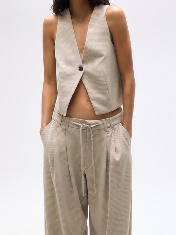 Pull&Bear Wide leg Pleat-front trousers in Grey