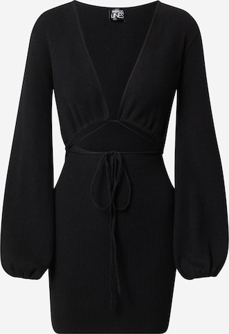 Robes en maille Parallel Lines en noir : devant