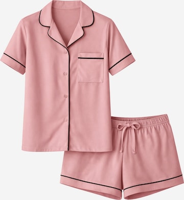 LEAFLETIC Pyjamabroek 'Leafletic Women’s Night Wear Short Set' in Roze: voorkant