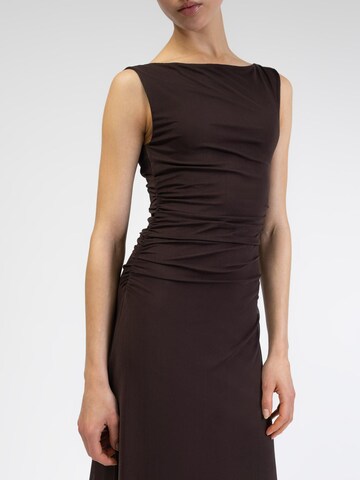 BROKE + SCHÖN Dress 'Mesh Kleid mit Raffung' in Brown