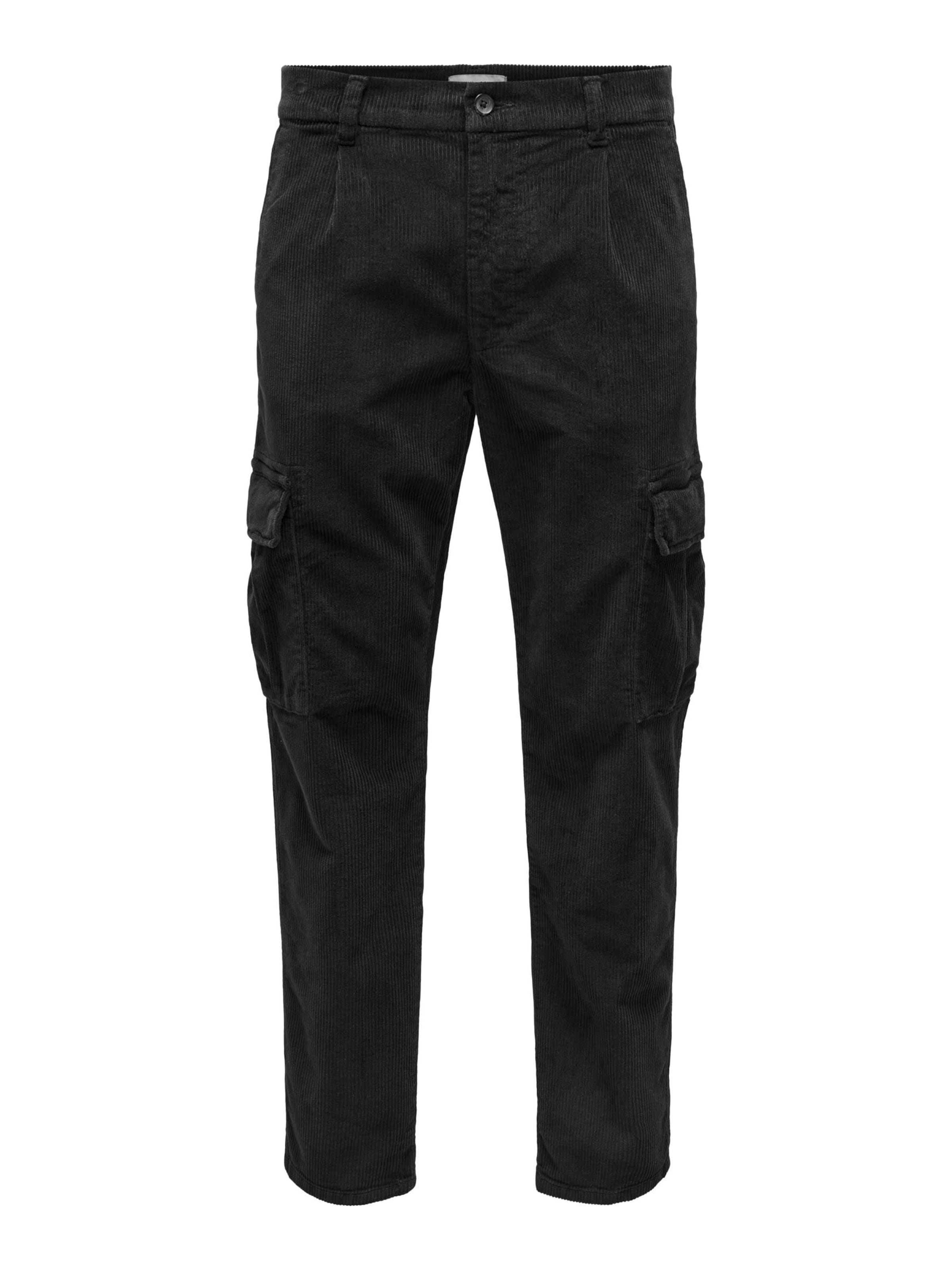 Only & Sons - Tapered Pantalón cargo 'ONSLou' en negro: frente