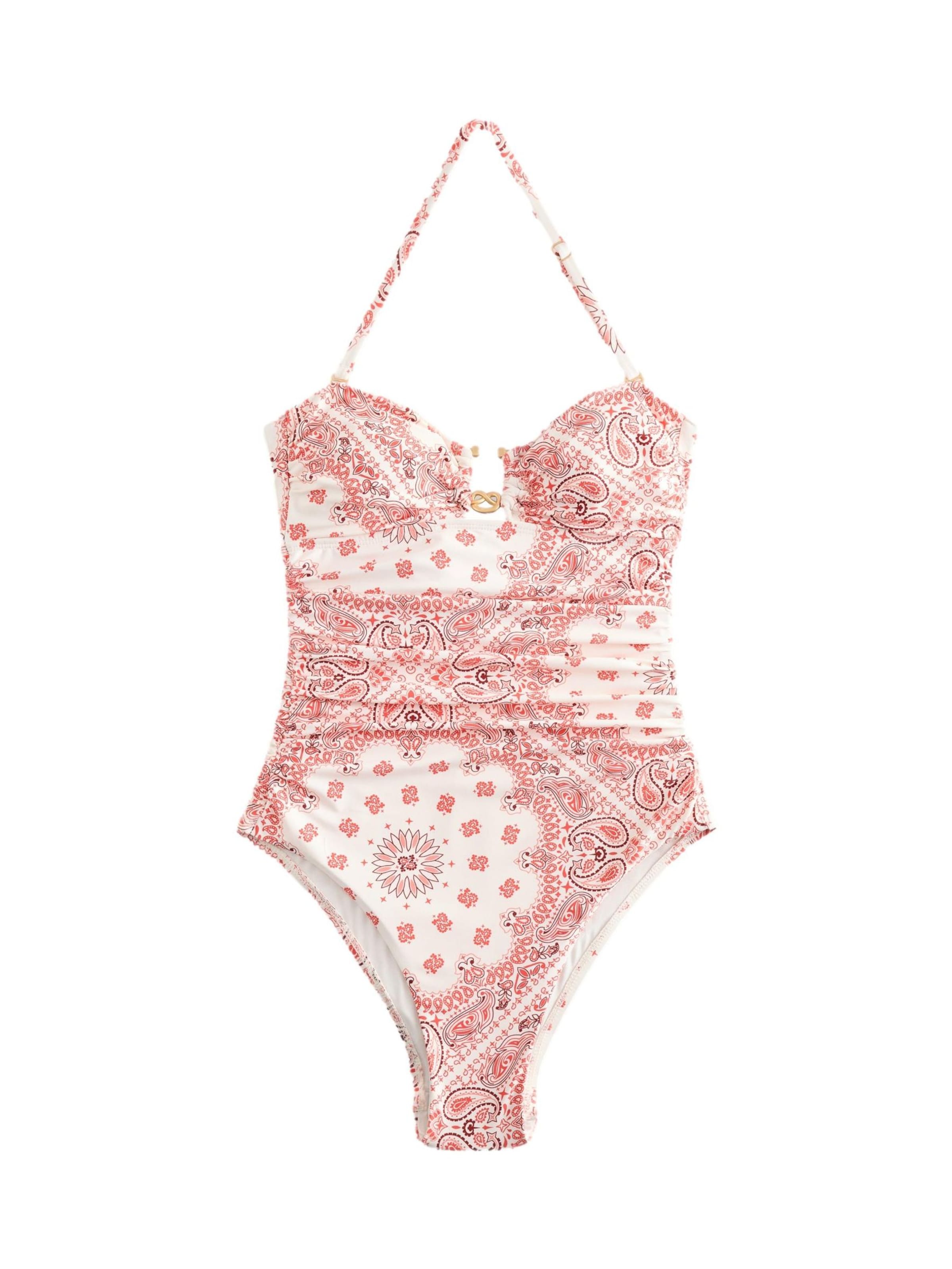 Next Maillot de bain modelant en XS en crème / rose / rouge / lie de vin, Vue avec produit