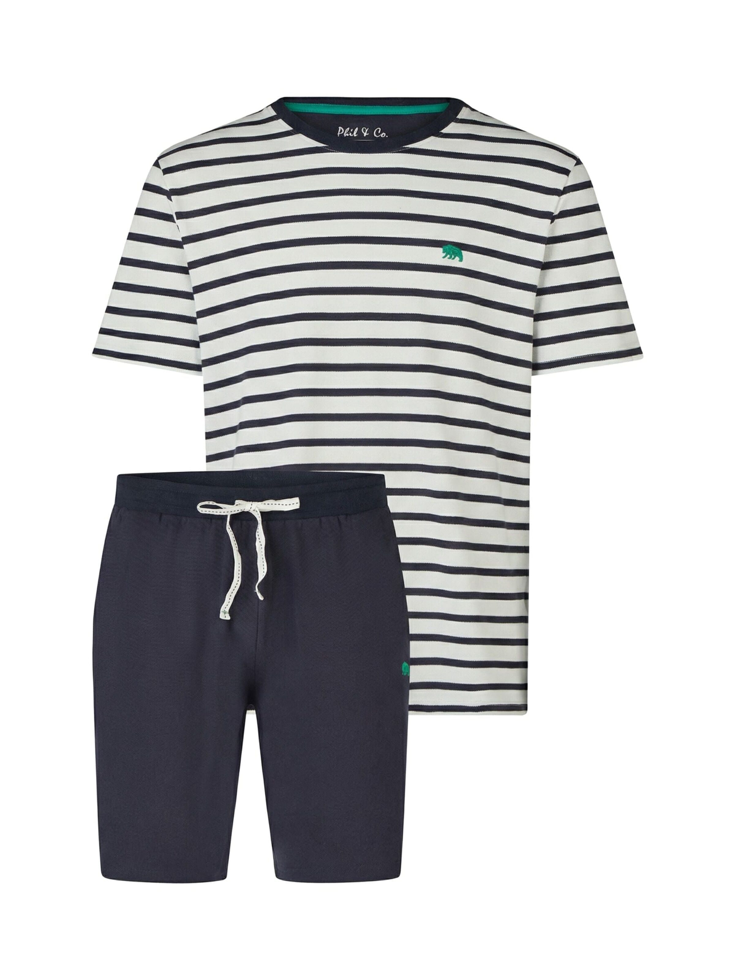 Phil & Co. Berlin Pyjama kurz 'Phil & Co. Berlin Men's Shorty Set – Cotton Pyjamas with Fashionable Print & Colour Gradient, Spring/Summer, S–XXL'‌‌ in XL in offwhite, Produktansicht