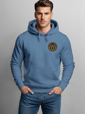 Neverless Sweatshirt 'Bäume Badge' in Blau