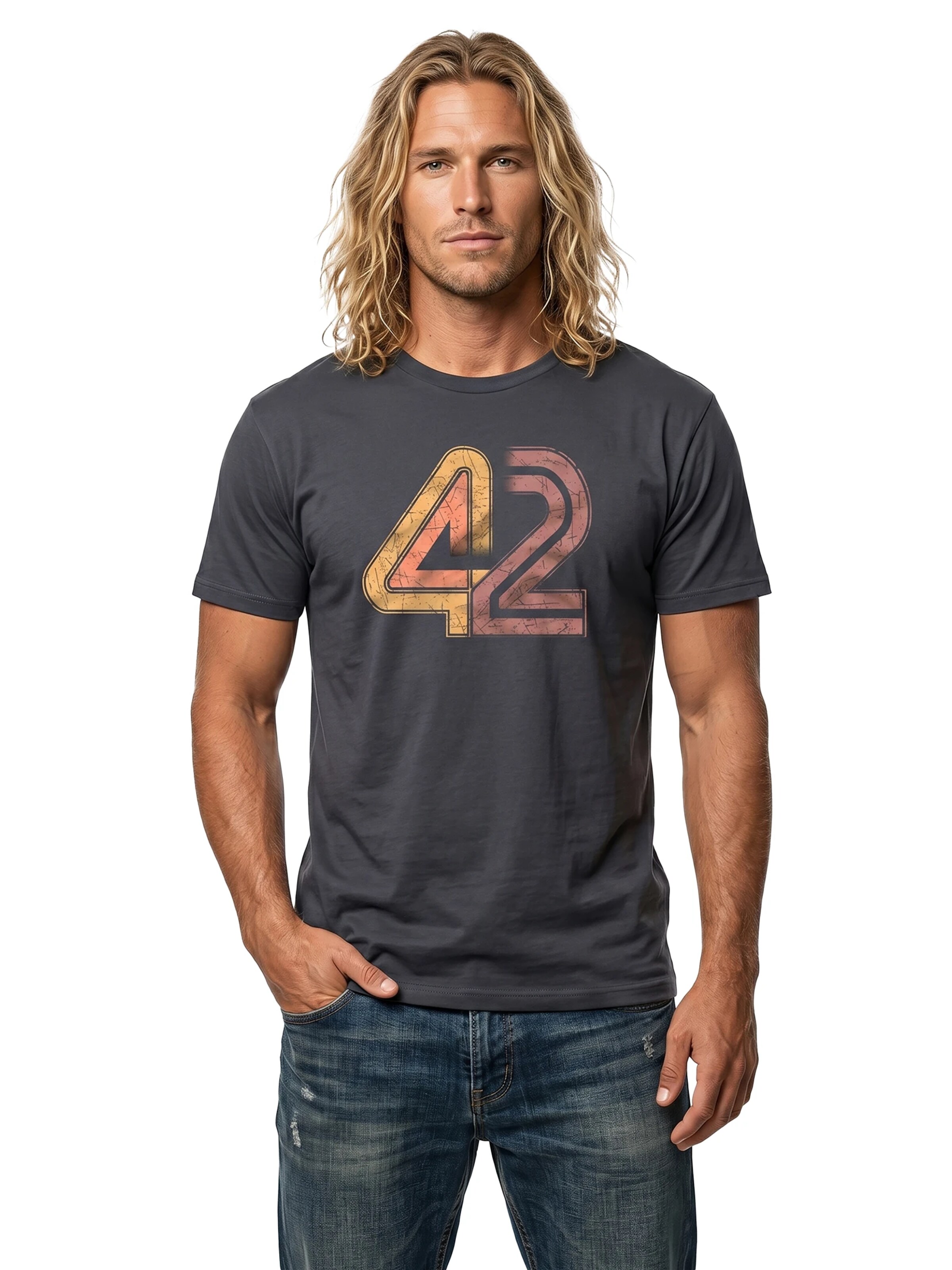 MAKAYA Shirt '42 The Answer' in Grey: front