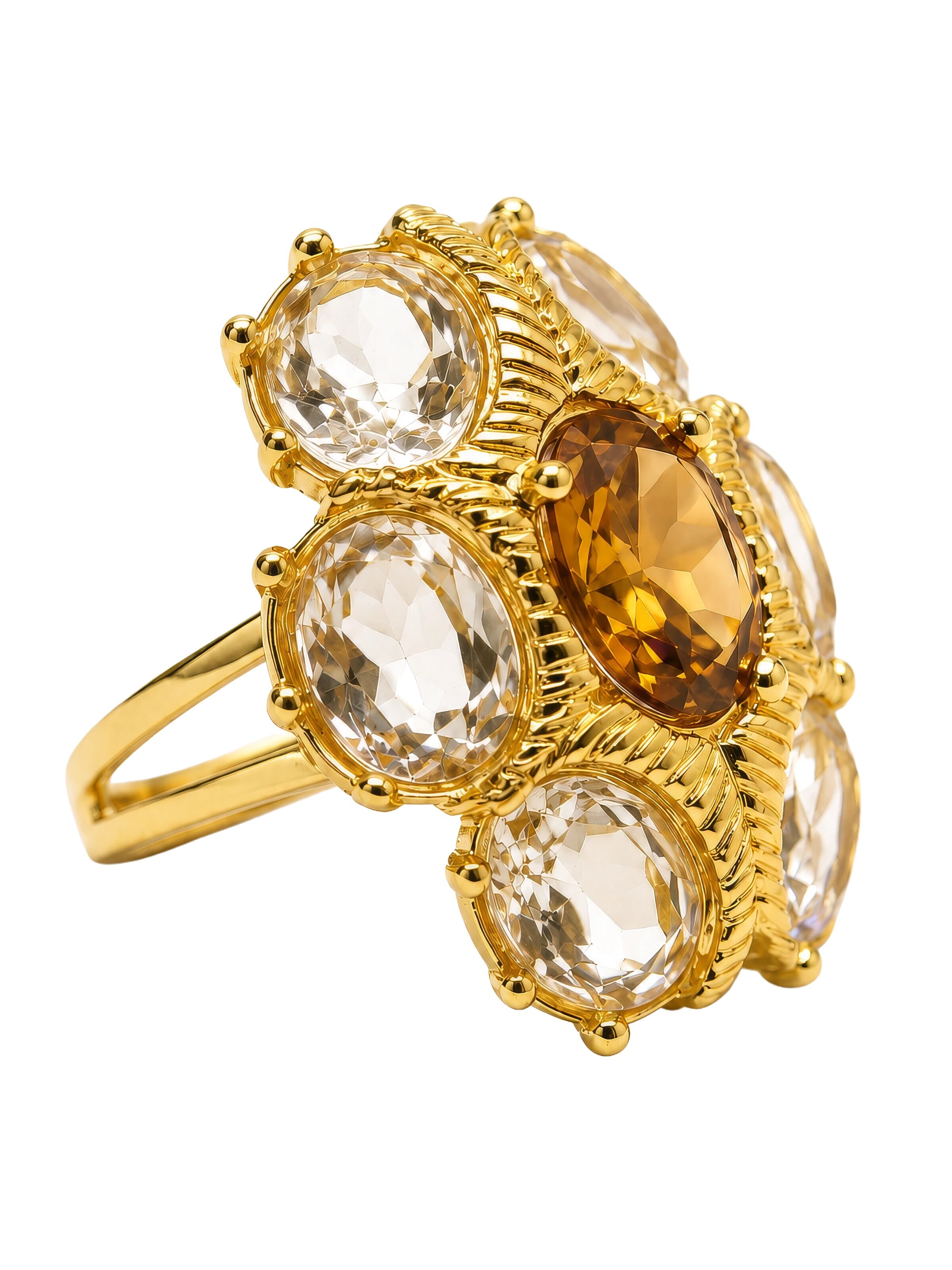 Fulgor Ring 'Anel Dourado com Cristais Elegantes' in Goud: voorkant