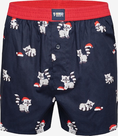 Happy Shorts Boxers 'Christmas' en bleu marine / gris clair / rouge / blanc, Vue avec produit