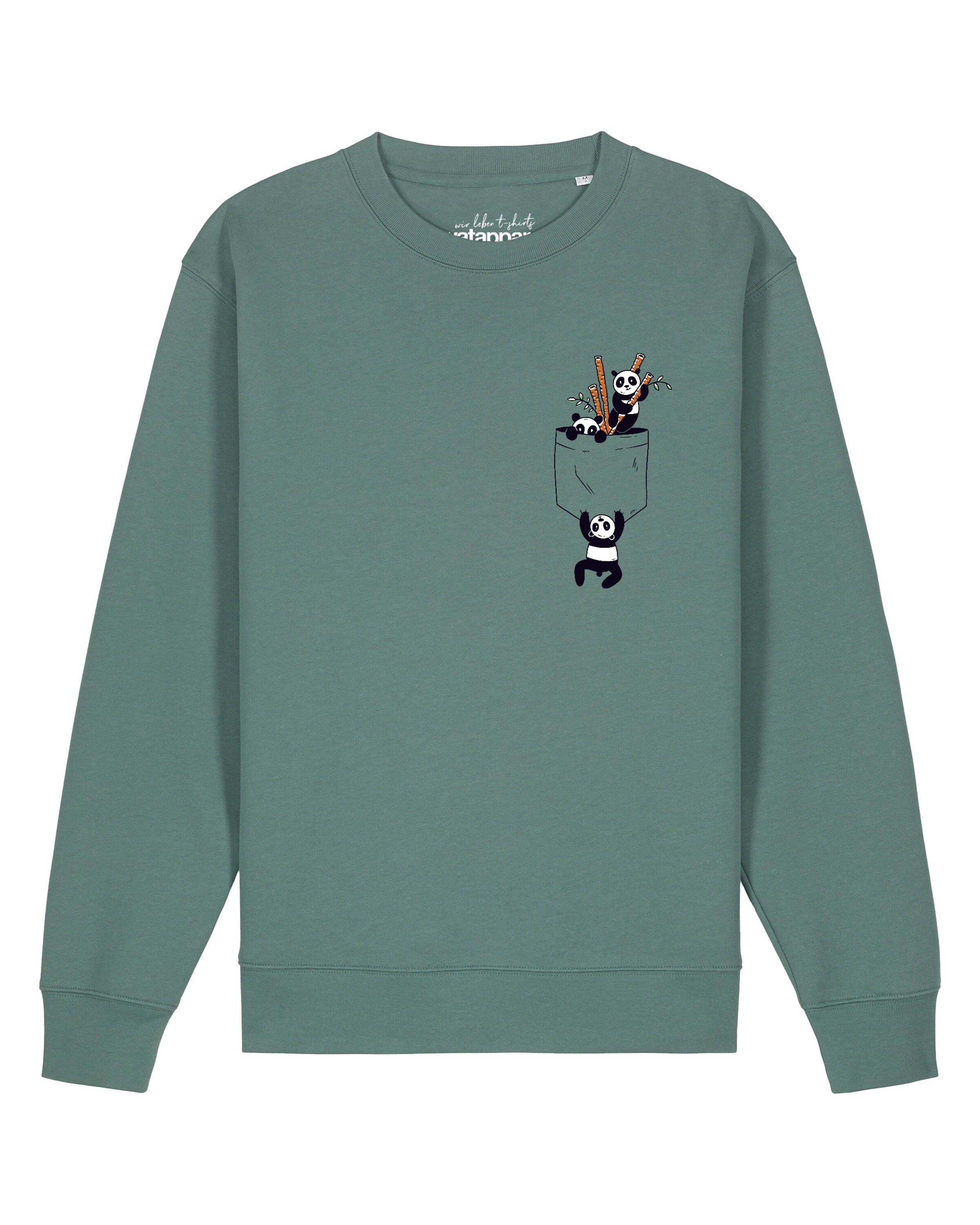 Watapparel Sweatshirt 'Pocket Pandas' in Groen: voorkant