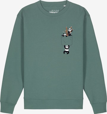 Watapparel Sweatshirt 'Pocket Pandas' in Groen: voorkant