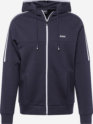 BOSS Green Zip-Up Hoodie 'Saggy' in Blue: front