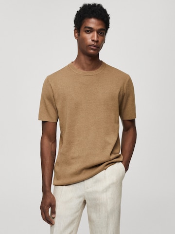 MANGO MAN Sweter 'LINO' w kolorze brązowy: przód