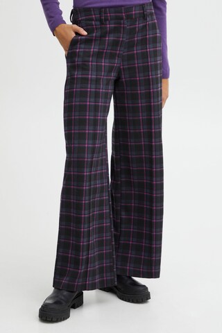 ICHI Wide leg Broek in Blauw: voorkant