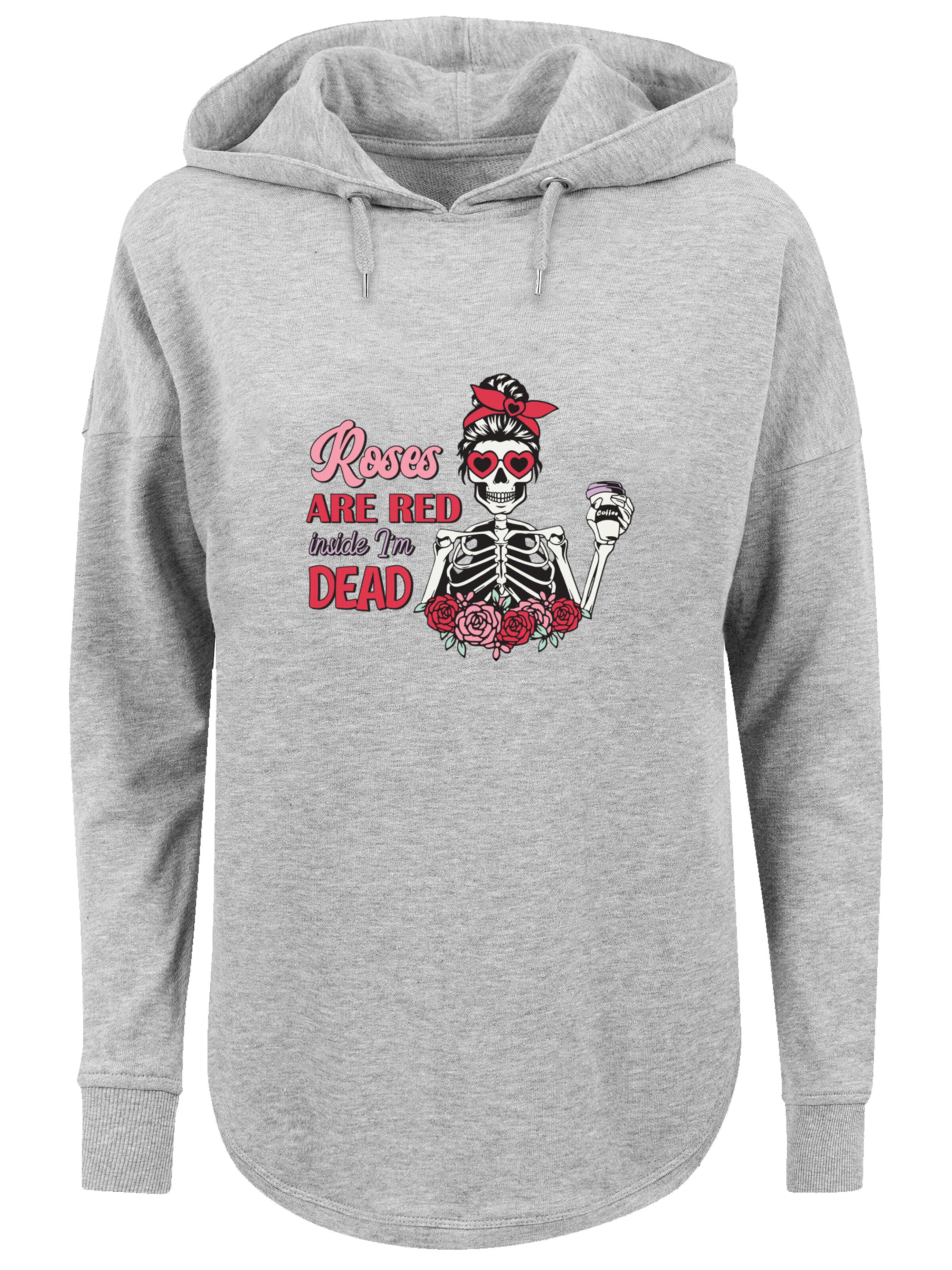 F4NT4STIC Sweatshirt 'Anti Valentinstag Roses are red' in Grijs: voorkant