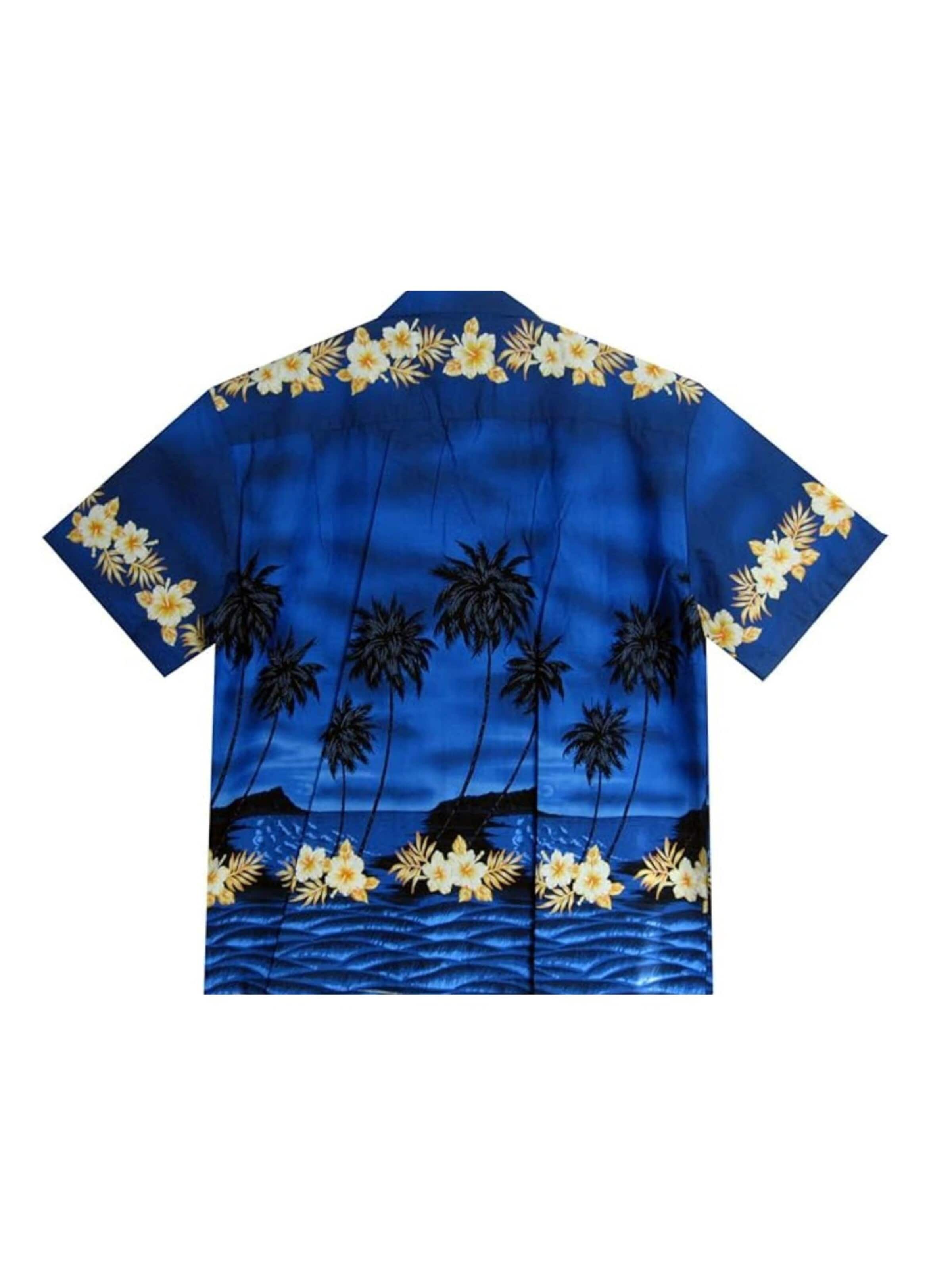 KY's Regular fit Button Up Shirt 'Grüner Palmenwald' in Blue
