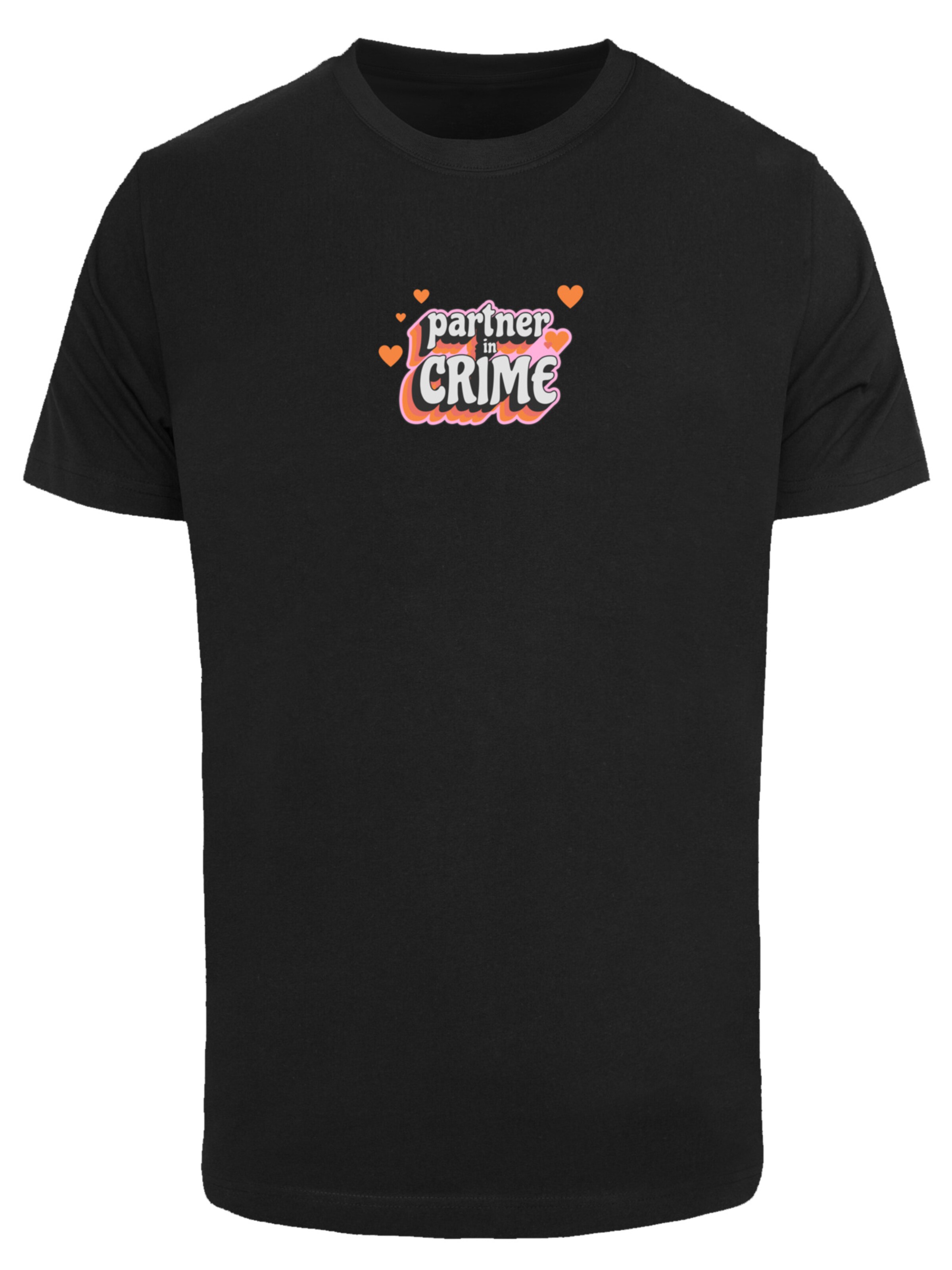 F4NT4STIC Shirt 'Partner In Crime Valentinstag Partner Design' in Black: front