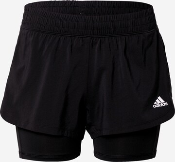 ADIDAS SPORTSWEAR Regular Workout Pants 'Pacer 3-Stripes Two-In-One' in Black: front