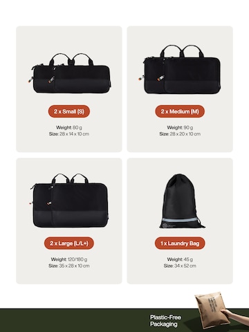 TRAVEL DUDE Reistas 'Packing Cubes Set 7 Teilig mit Kompression, Packwürfel, Packtaschen Set für Rucksack & Koffer' in Zwart