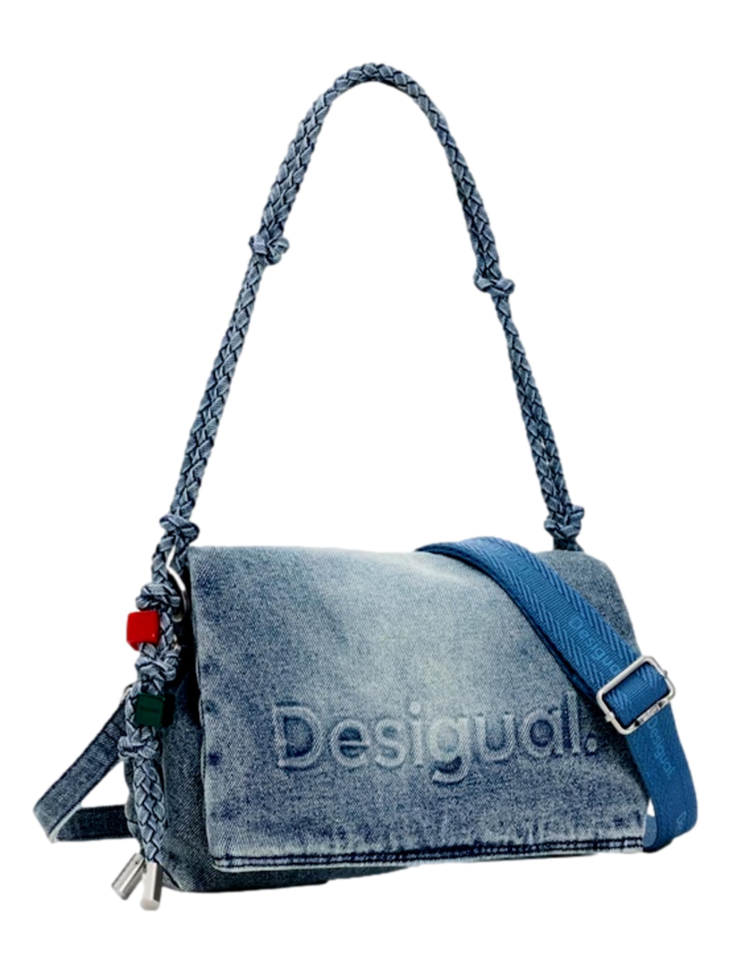 zils Desigual Rokassomiņa 'Half Logo Denim'