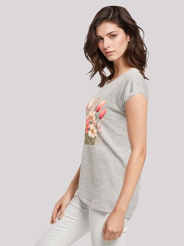 F4NT4STIC Shirt 'Rosa weißer Frühlingsblumenstrauß' in Grey