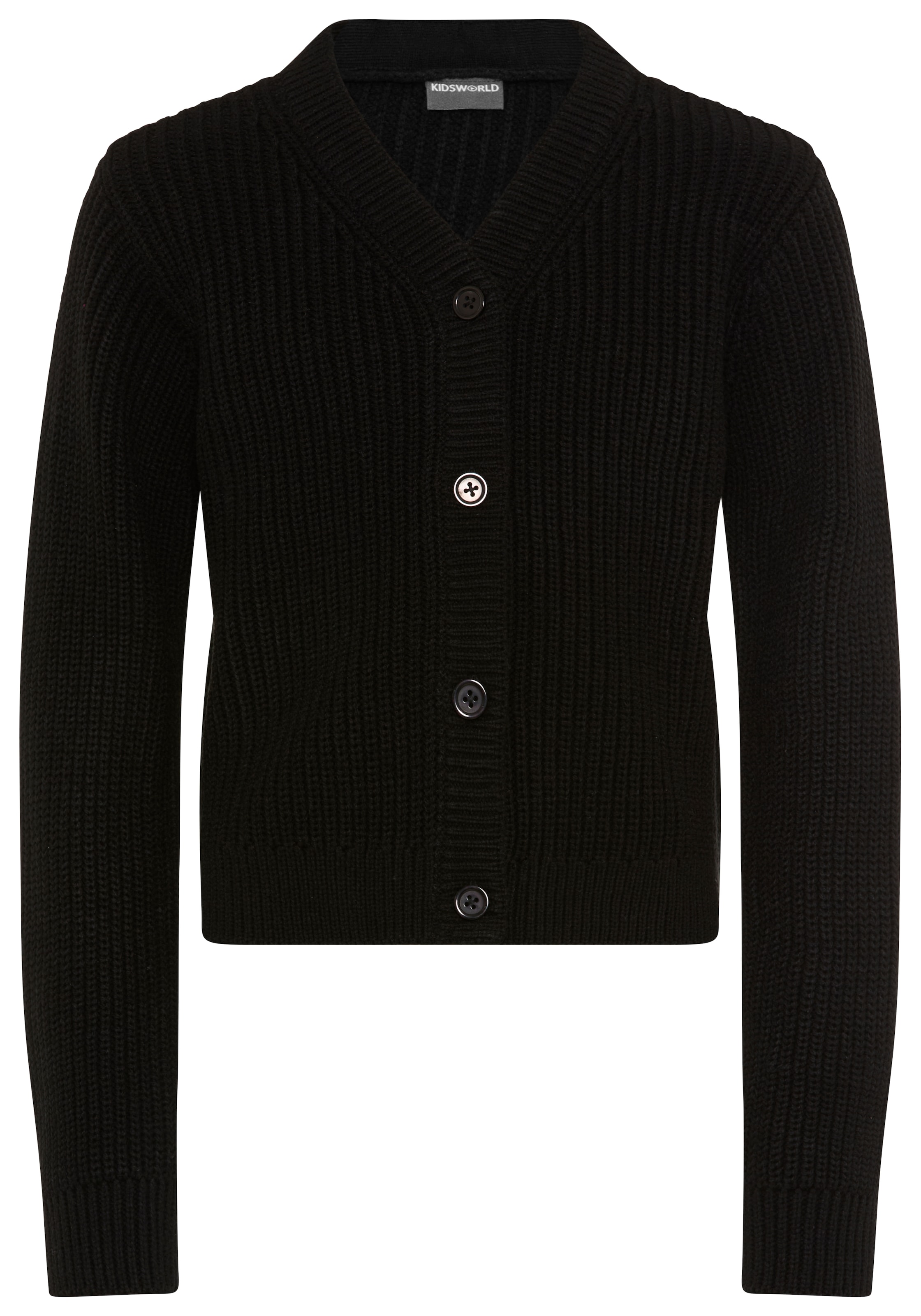 Kidsworld Knit Cardigan in Black: front