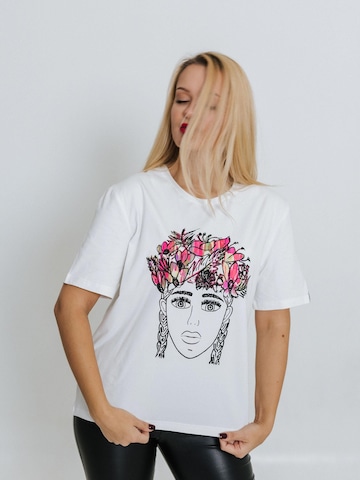 RADADA Shirt 'FLOWER CROWN' in Weiß: Vorderseite