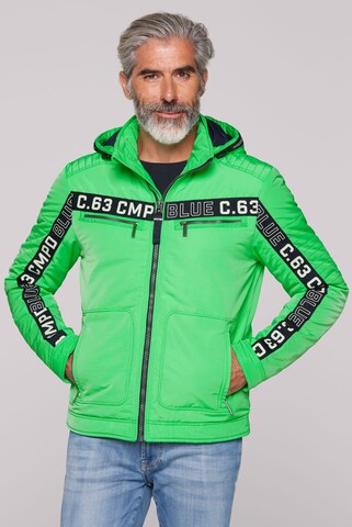 CAMP DAVID Jacke mit Biker-Elementen und Logo-Tapes in Grün: Vorderseite
