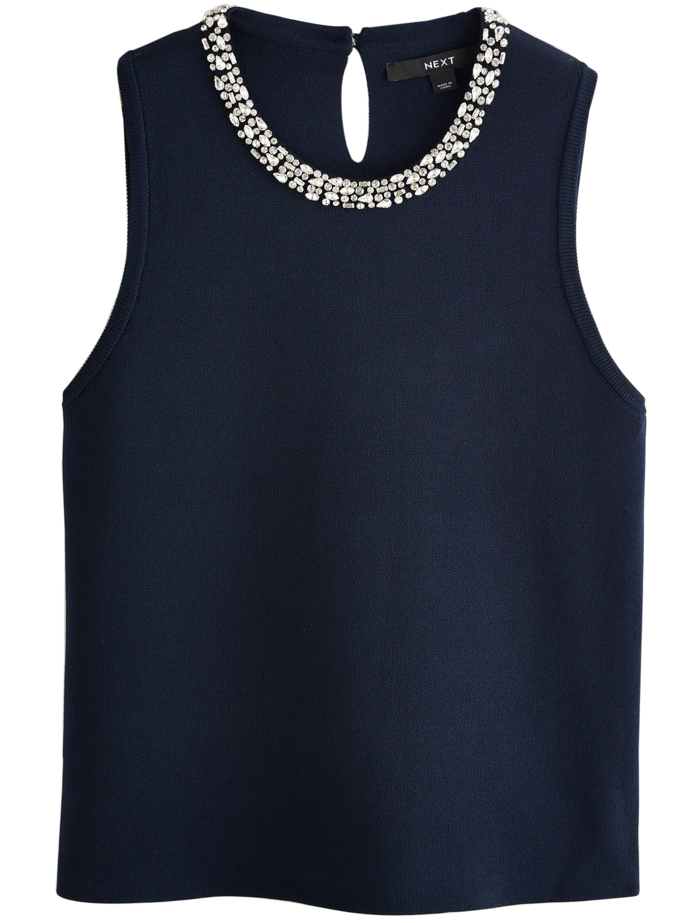 Next Плетен топ в синьо: отпред