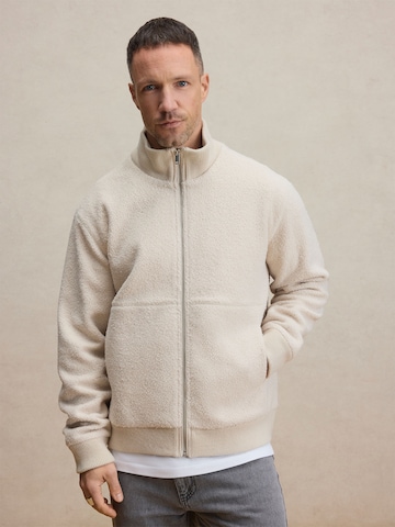 DAN FOX APPAREL Bluza rozpinana 'Dominic' w kolorze biały: przód