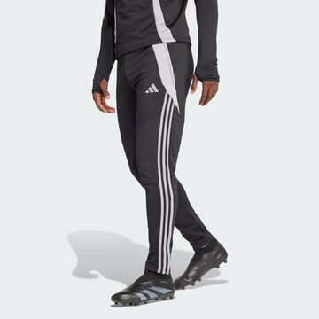 Tapered Pantaloni sport 'Tiro 24' de la ADIDAS PERFORMANCE pe negru: față