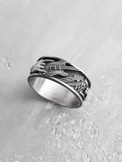 REYTEL Ring 'ROCK 'N' ROLL' in Silver, Item view