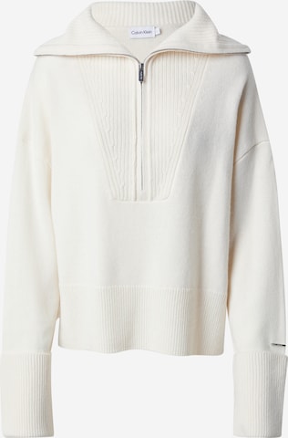 Pull-over Calvin Klein en blanc : devant