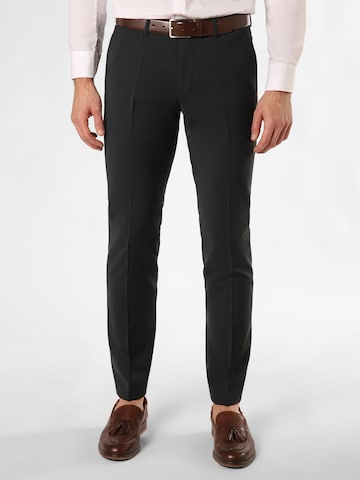 ROY ROBSON Slim fit Pleat-Front Pants in Black: front